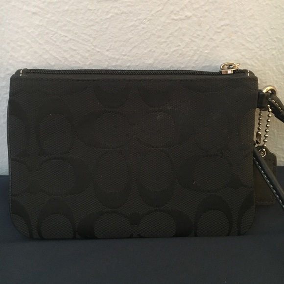Coach Wristlet in Black Signature Canvas - Picture 2 of 4