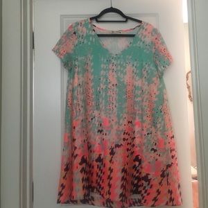 Short sleeve chiffon overlay dress