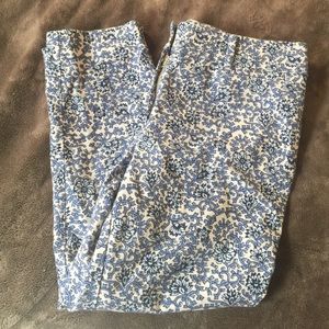Loft Floral Vine Riviera Cropped Pants Julie Fit