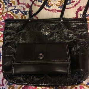 Black Coach Patent Leather Tote