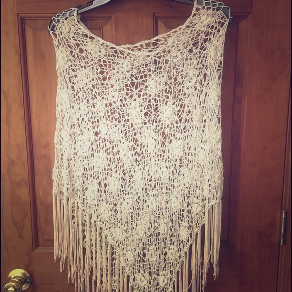 White Crochet Poncho