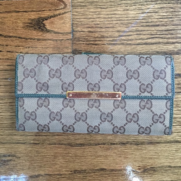 Gucci canvas GG logo large wallet