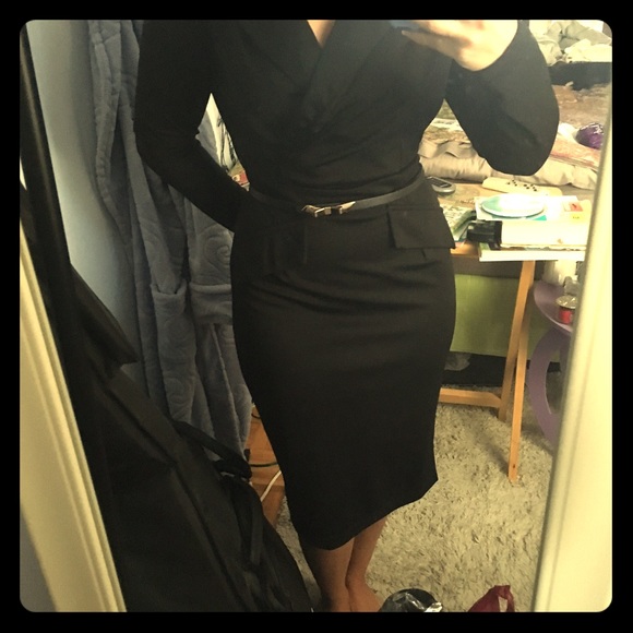 Black Dress with Gold Bow Belt