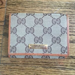 Gucci canvas GG logo small wallet