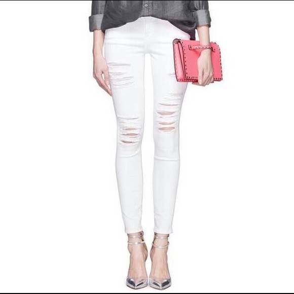 White ripped skinny jeans