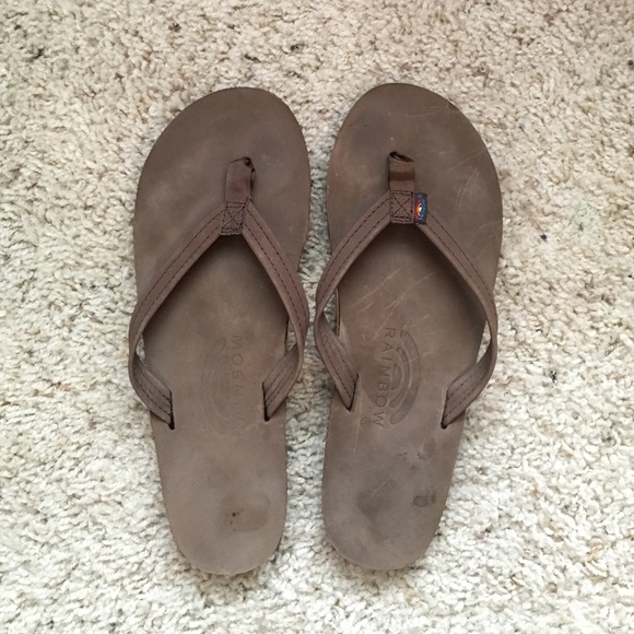 NEW: Dark Brown Rainbow Flip Flops