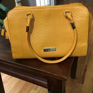 NWOT Olivia + Joy NY mustard crocodile Satchel.
