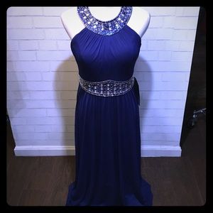 Royal blue gown with jewels