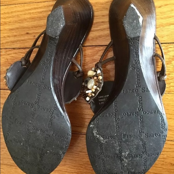 Franco Sarto Beaded Wedge Sandal- Size 6 - Picture 3 of 4