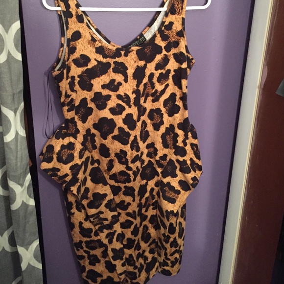 Animal print peplum dress