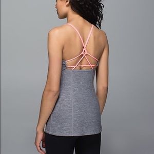lululemon pink and grey dancing warrior tank
