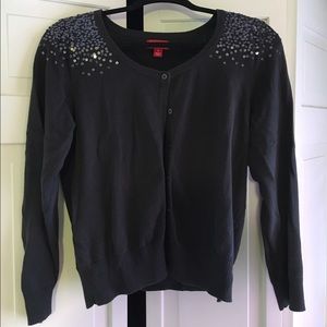 Dark Grey cardigan w/sparkle shoulders