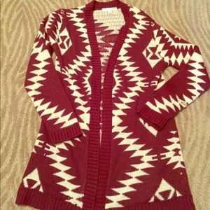 Burgundy Aztec cardigan