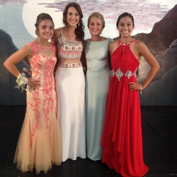 Long red prom dress