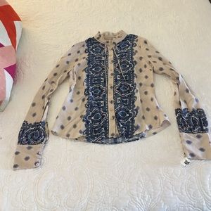 Free people printed blouse xs