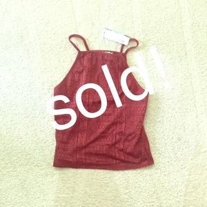 Midi high neck lace crop cami