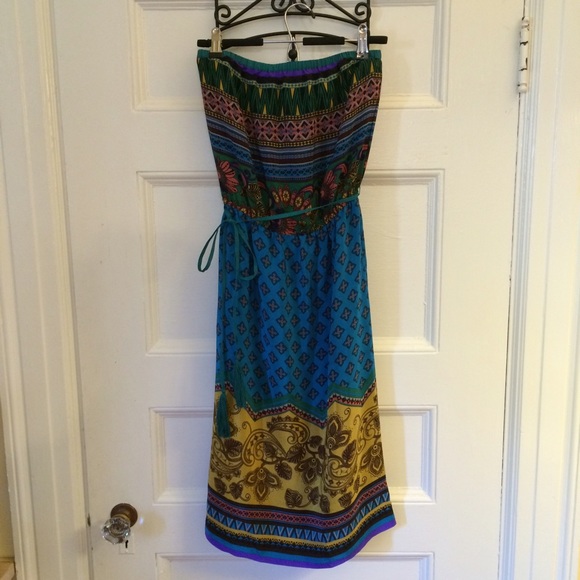 Anthropologie Tribal Print Silk Dress Size Small