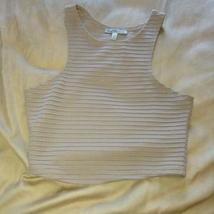 Nude robbed crop top