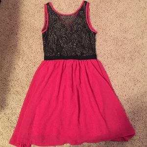 Pink and black dress