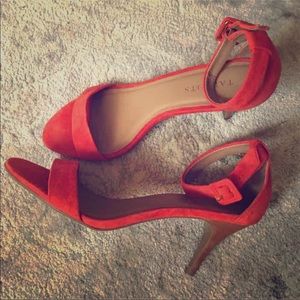 Talbots orange suede heels.  8 1/2