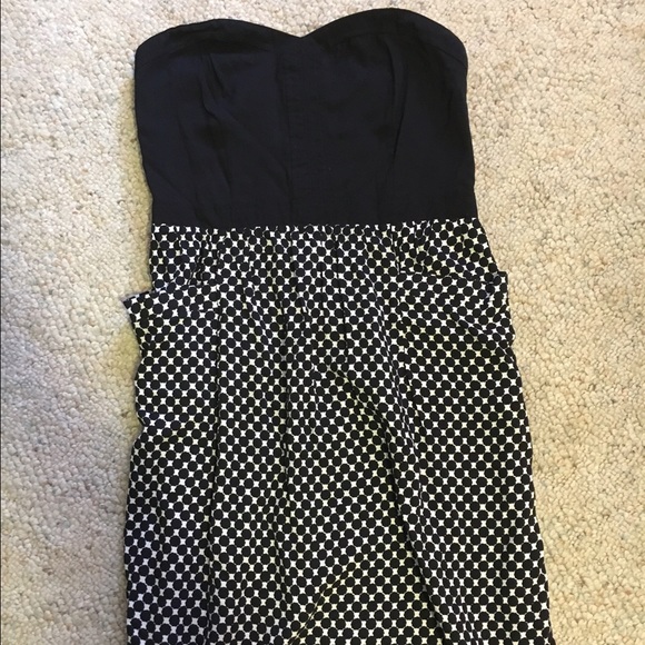 Black and white strapless dress