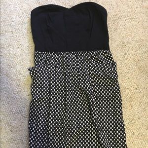 Black and white strapless dress