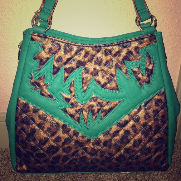 Teal/Leopard handbag