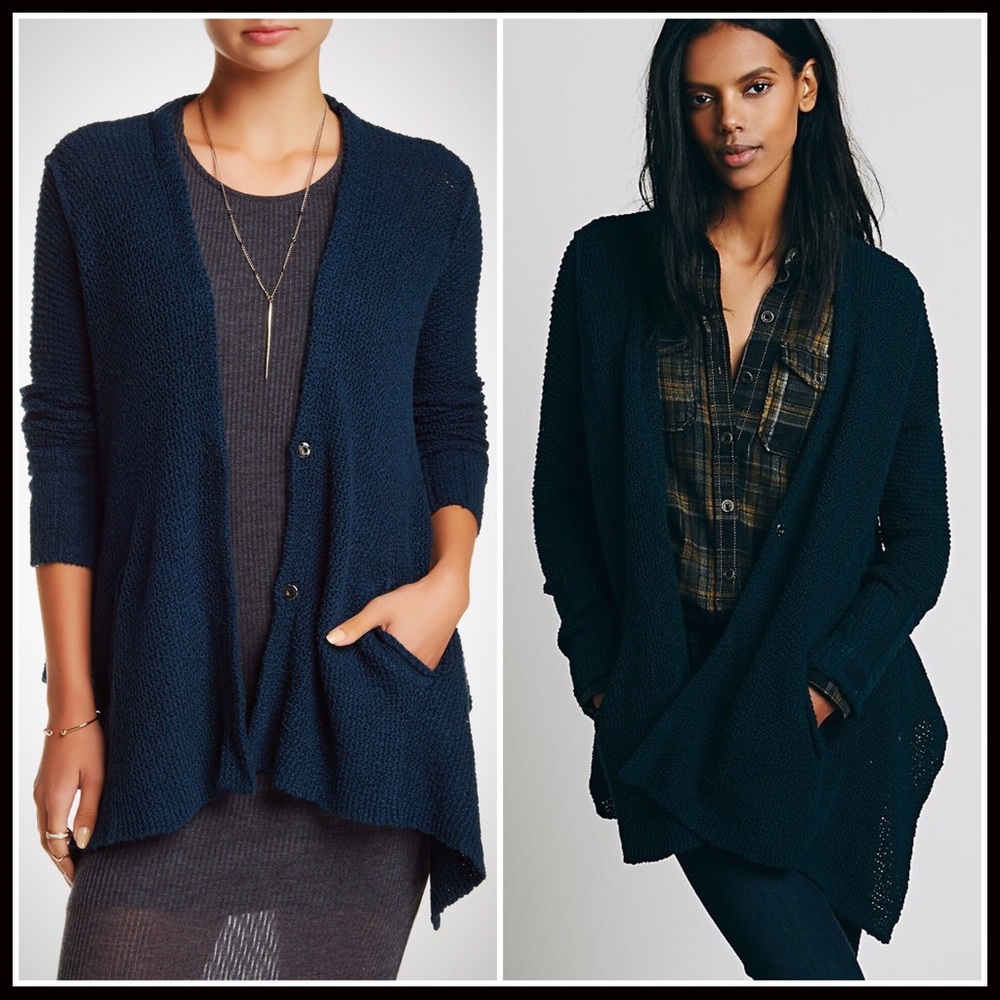 FREE PEOPLE SHARK BITE HEM CARDIGAN DRAPED CARDI - Picture 2 of 8