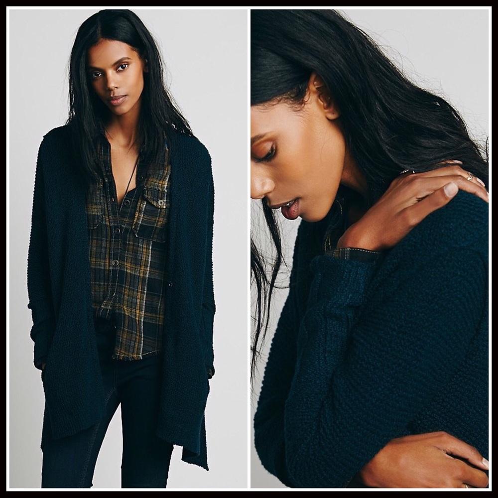 FREE PEOPLE SHARK BITE HEM CARDIGAN DRAPED CARDI - Picture 6 of 8