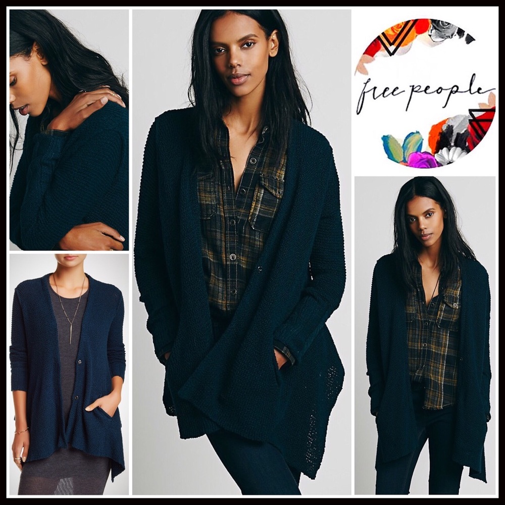 FREE PEOPLE SHARK BITE HEM CARDIGAN DRAPED CARDI - Picture 8 of 8