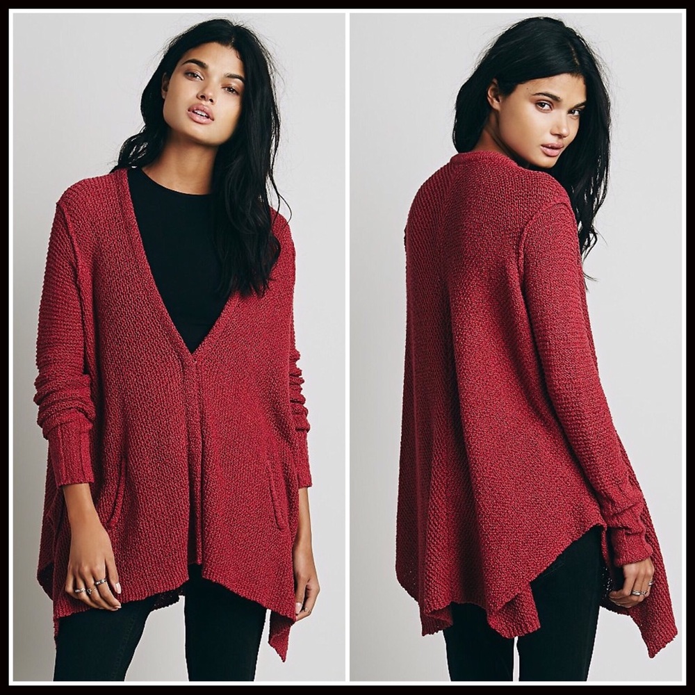 FREE PEOPLE SHARK BITE HEM CARDIGAN DRAPED CARDI - Picture 7 of 8