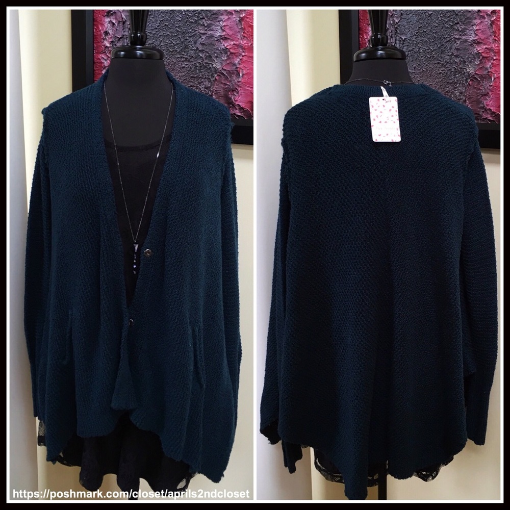 FREE PEOPLE SHARK BITE HEM CARDIGAN DRAPED CARDI - Picture 3 of 8