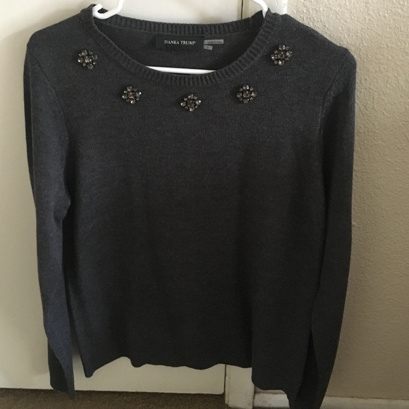 Dark Gray Sweater w/ Rhinestones