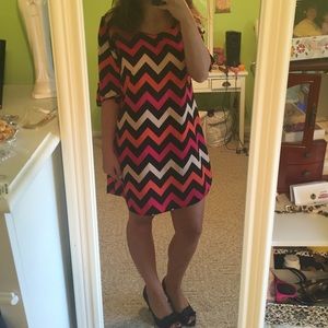 3/4 Sleeve Chevron Dress