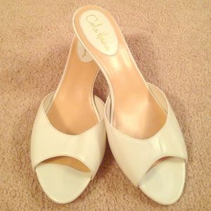 Cole Haan 8.5M Nike Air White Leather Kitten Heels