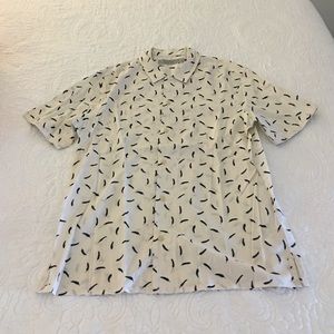 Men's Allsaints button up feather print shirt med