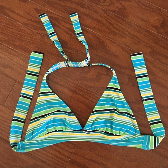 Stripe halter swim top