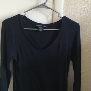Long Sleeve Ralph Lauren Tee- Navy Blue