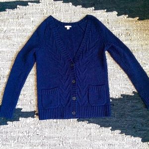Gap cable knit navy blue button up cardigan