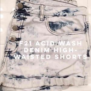 FOREVER 21 Acid Wash High Waisted Shorts