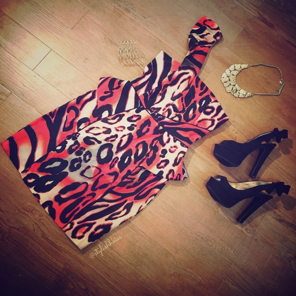 XOXO Dress, Leopard Print One Shoulder Dress - Picture 1 of 1
