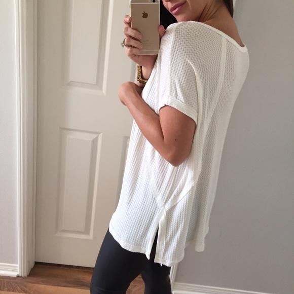 🏴Clearance • Chic White Waffle Top - Picture 2 of 4