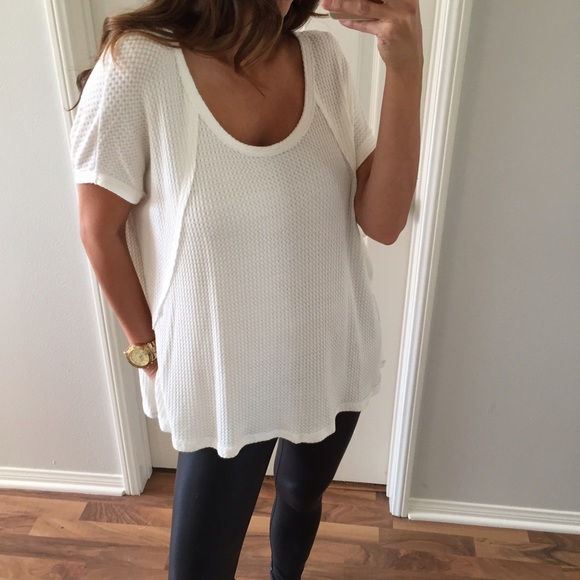 🏴Clearance • Chic White Waffle Top - Picture 4 of 4