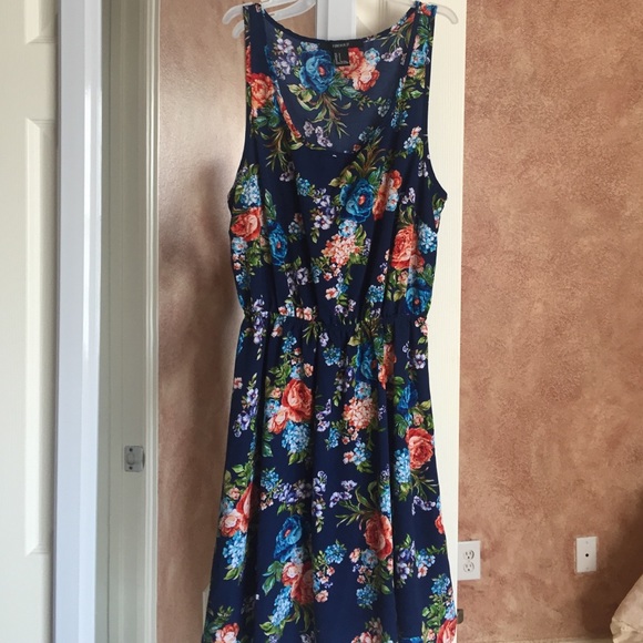 Dark Blue Floral Dress