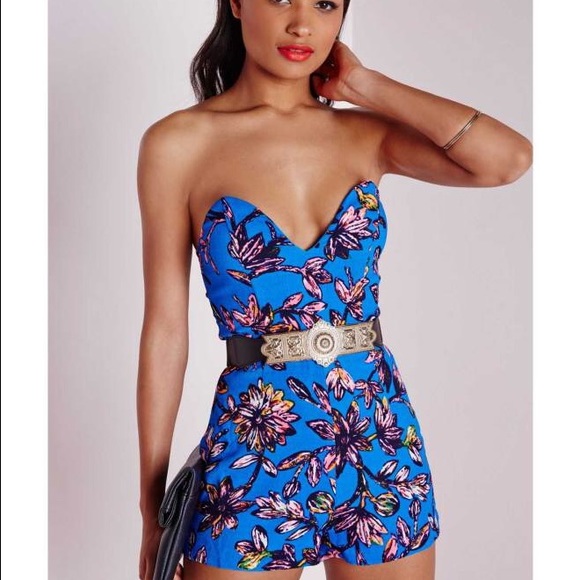 Daveney Floral Bandeau Playsuit with Belt
