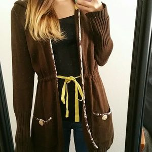 anthropologie brown long sweater cardigan