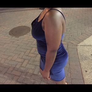Navy Blue Velvet Fitted Bodycon Dress
