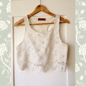 White Crochet Racerback Crop top. Never worn!