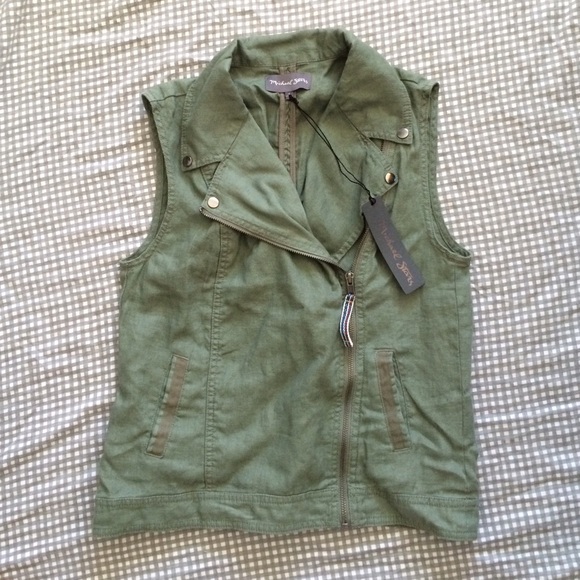 nwt ✨ michael stars linen moto vest