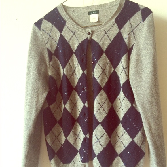 J crew Gray Plaid Argyle Sweater